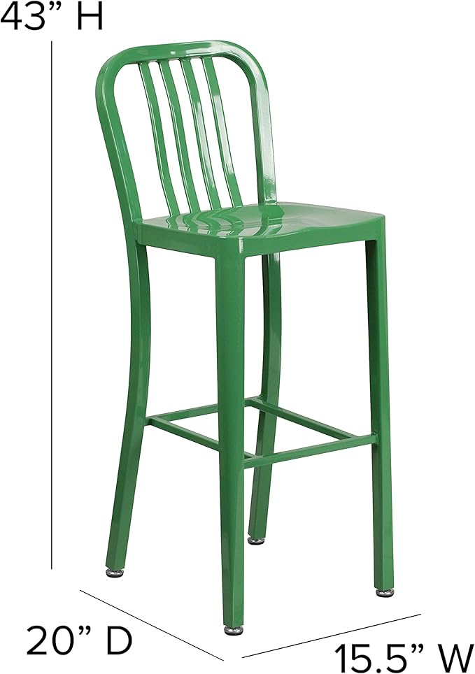 Flash Furniture Gael Commercial Grade 2 Pack 30" High Green Metal