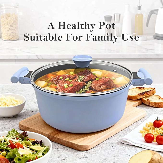 7 QT Steamer Pot for Cooking, Large Steaming Pot with Lid, Nonstick Cooking Pot with Vegetable & Dumpling Steamer Basket, Big Food Steamer Cookware, Induction Compatible, PFOA Free