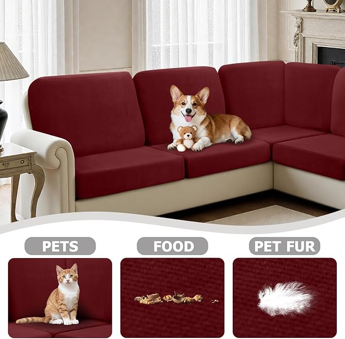Arfntevss Velvet Sectional Couch Covers L Shape Couch Cushion Covers Slipcovers