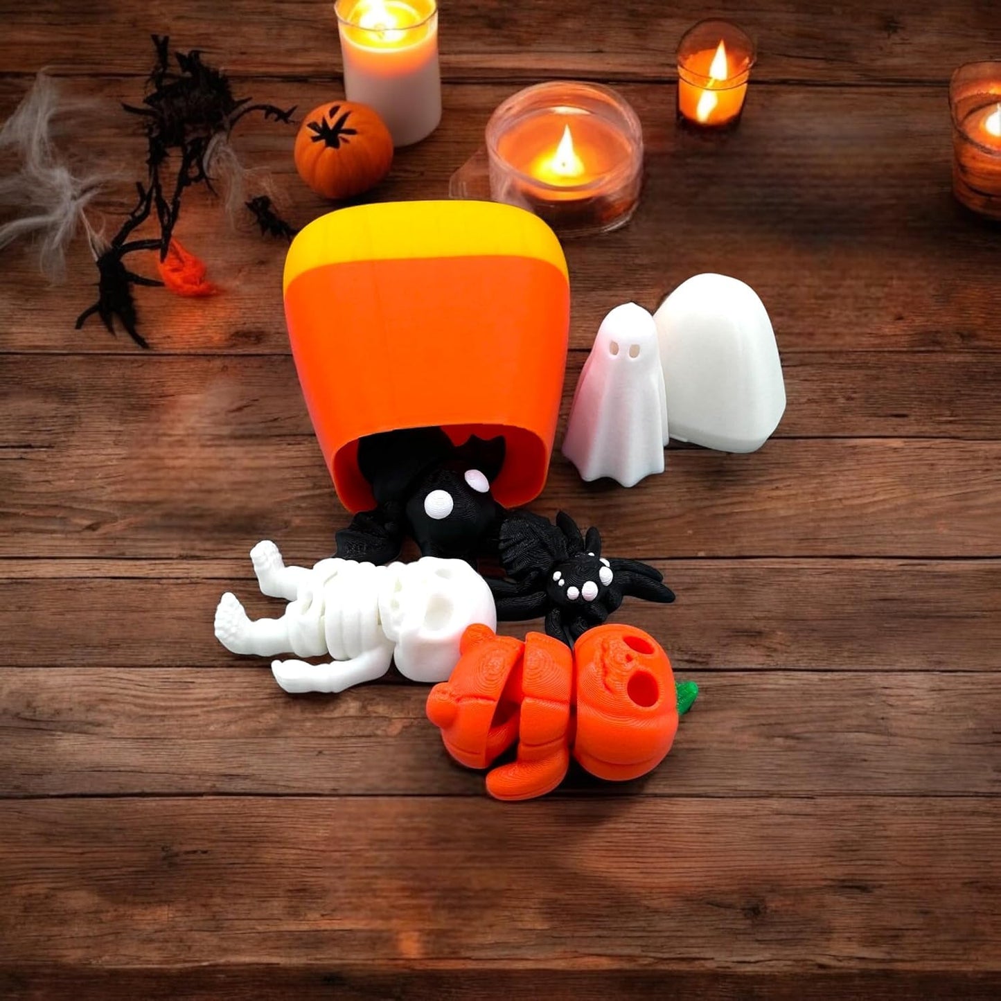 Articulating Halloween Figurines Collectibles, 3D Printed, Ghost, Pumpkin, Bat, Spider, Skeleton Spooky Home Decor