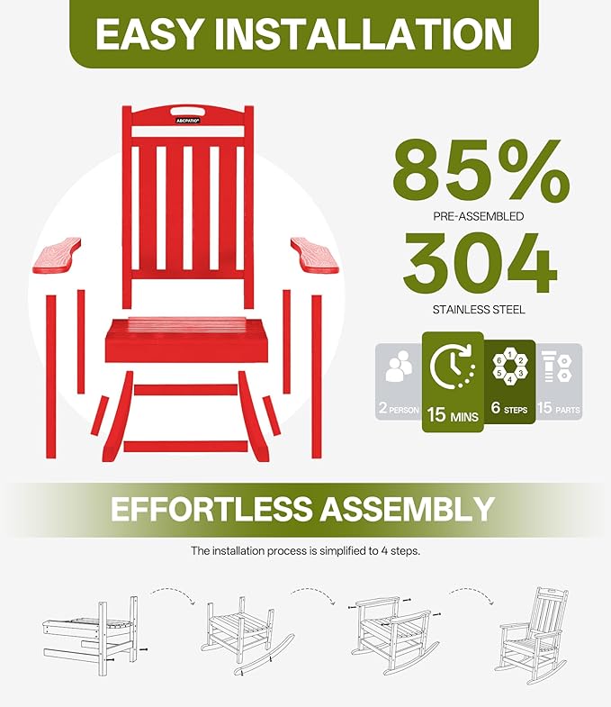 Outdoor Adirondack Rocking Chairs All-Weather HDPE Patio Rocker Chair