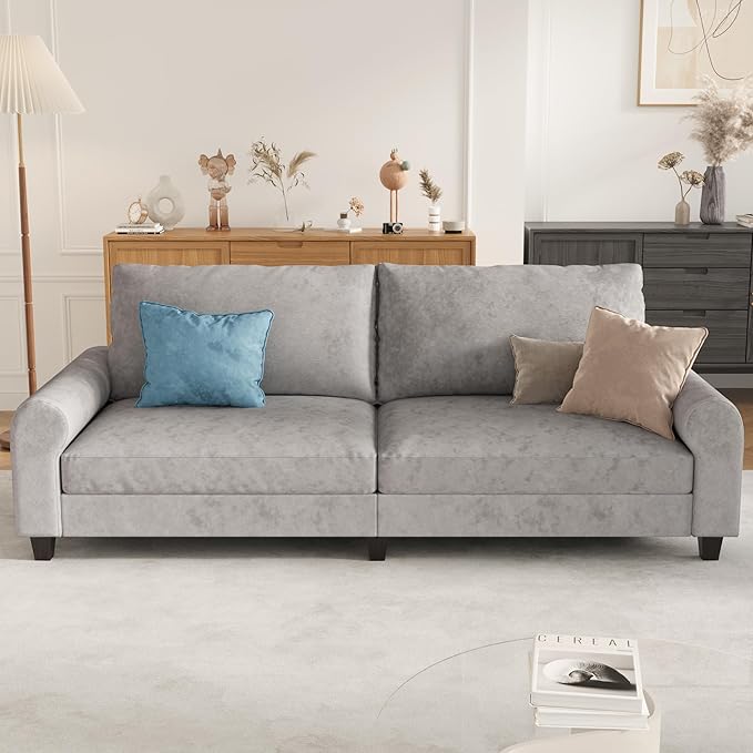 EASE MOOSE 88.5" Large Seat Velvet Loveseat Sofa, Soft Deep Seat Couches