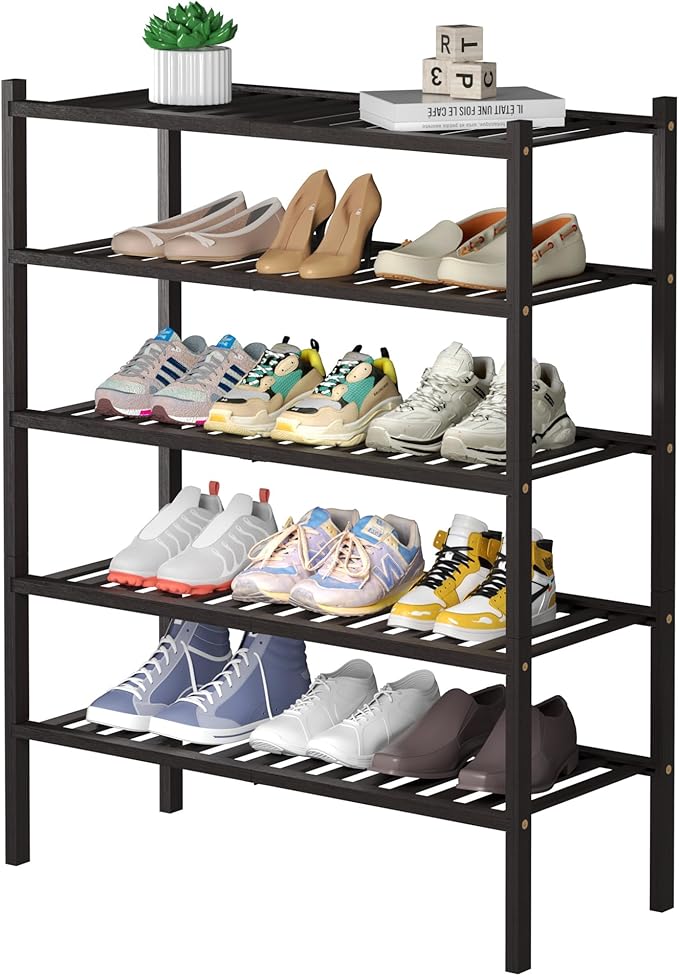 ROMGUAR CRAFT 5 Tier Bamboo Shoe Rack