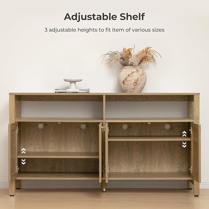 SICOTAS Rattan TV Stand for Television up to 65 Inch