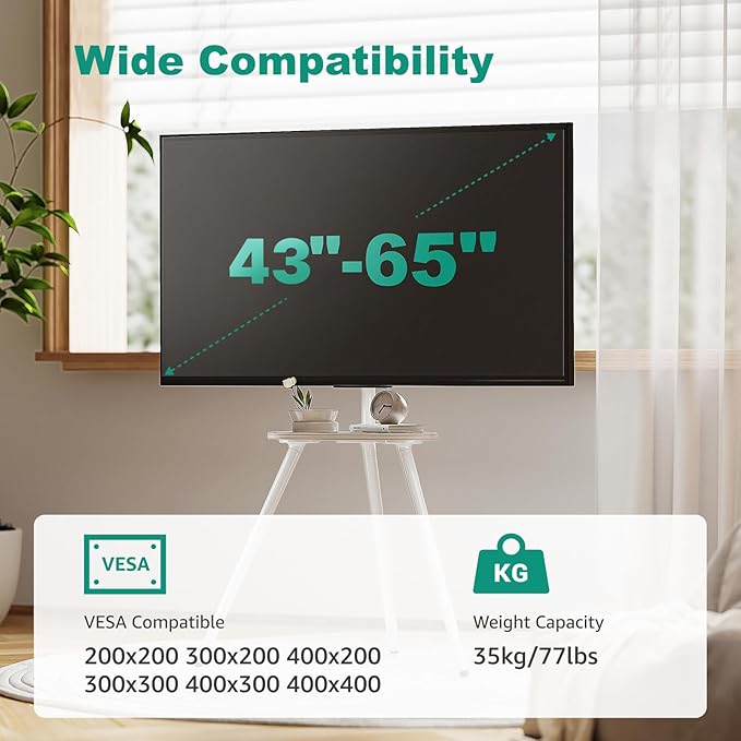 White Metal Tripod Easel TV Stand