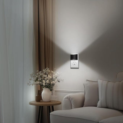 DORESshop LED Night Light[2 Pack], Night Lights Plug into Wall, 3 Level Brightness Adjustable Plug in Night Light, Dusk to Dawn Sensor, Nightlights for Adults, Bedroom, Bathroom, Hallway, 5000K