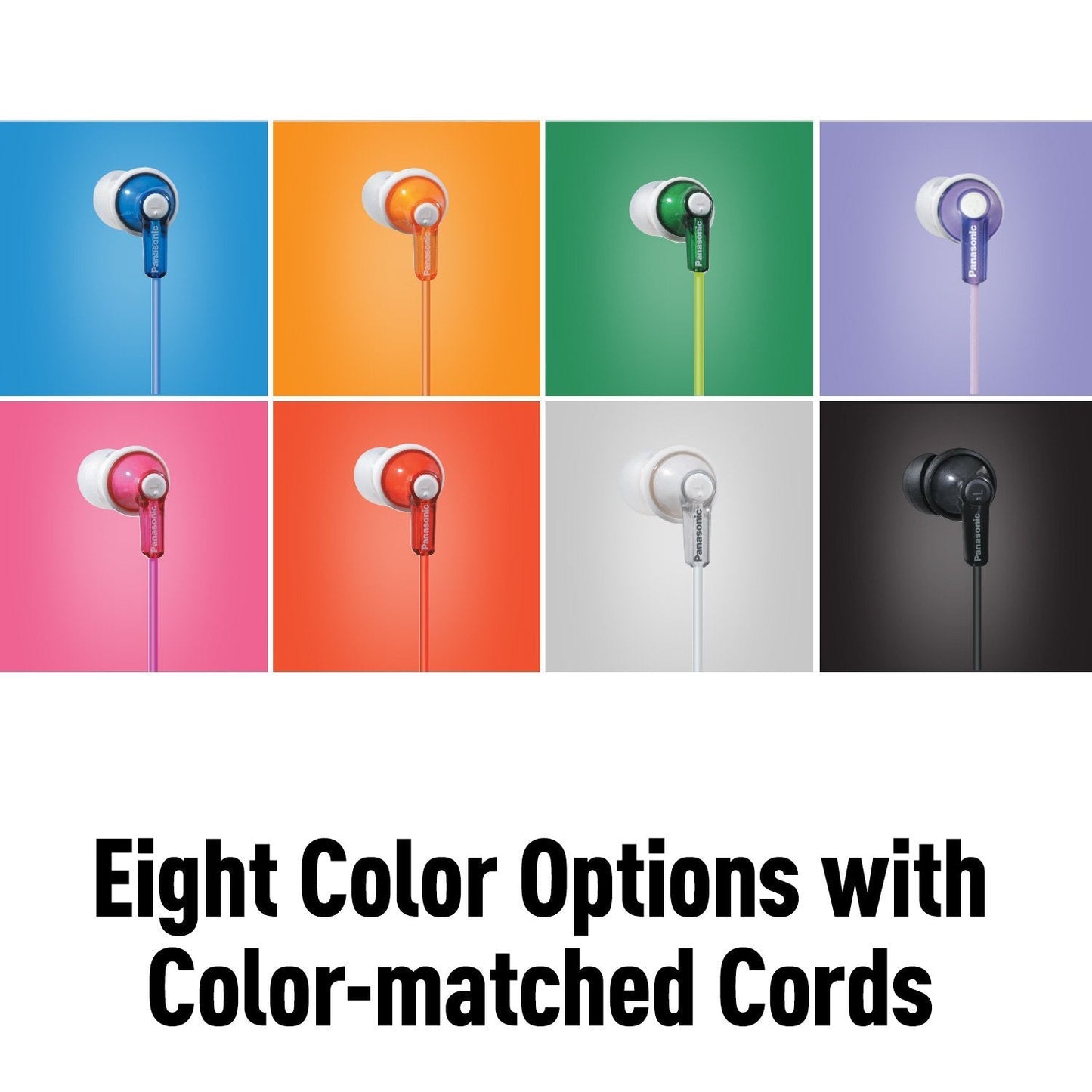 Panasonic ErgoFit Wired Earbuds, 3.5mm Jack In-Ear Headphones Wired with Dynamic Crystal-Clear Sound and Soft Ergonomic Custom-Fit Earpieces (S/M/L), for Phones and Laptops - RP-HJE120-V (Purple)