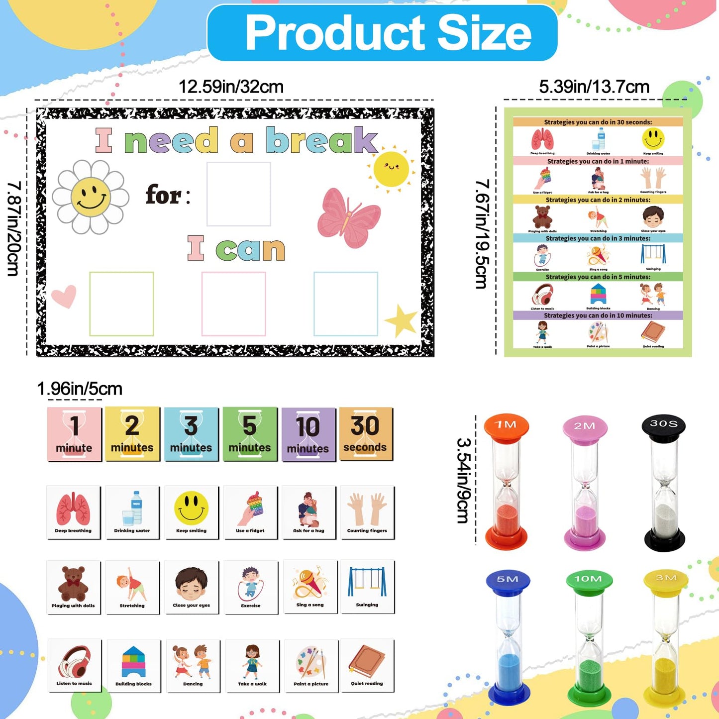 32Ps Calm Down Corner Supplies Items Special Education Autism Classroom Must Haves Visual Magnetic Card Sand Timer, Emotion Calming Corner Behavior Chart Classroom Sensory Room School Counselor Office
