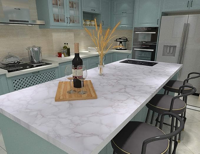 Art3d 17.3"x200" Marble Paper Countertops
