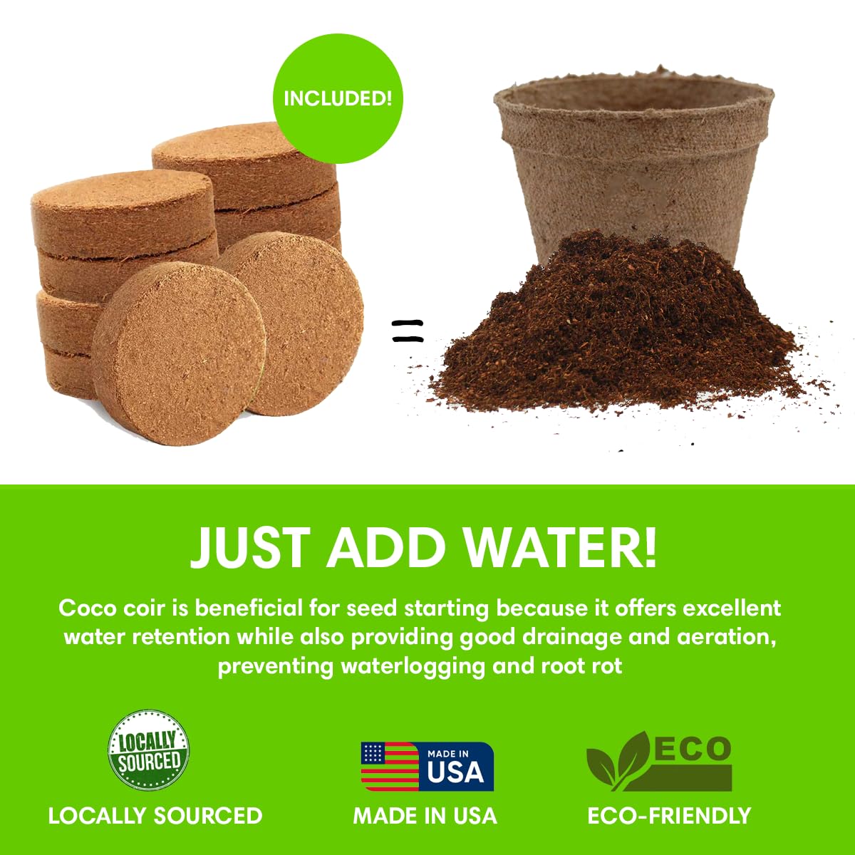Garden Haven Seedling Starter Kit Germination Grow Cups and Soil (10 Pack) Biodegradable Peat Pots, Coco Coir Soil Discs, Plant Markers - Organic Grow Kit for Seed Germination, Indoor/Outdoor (1)