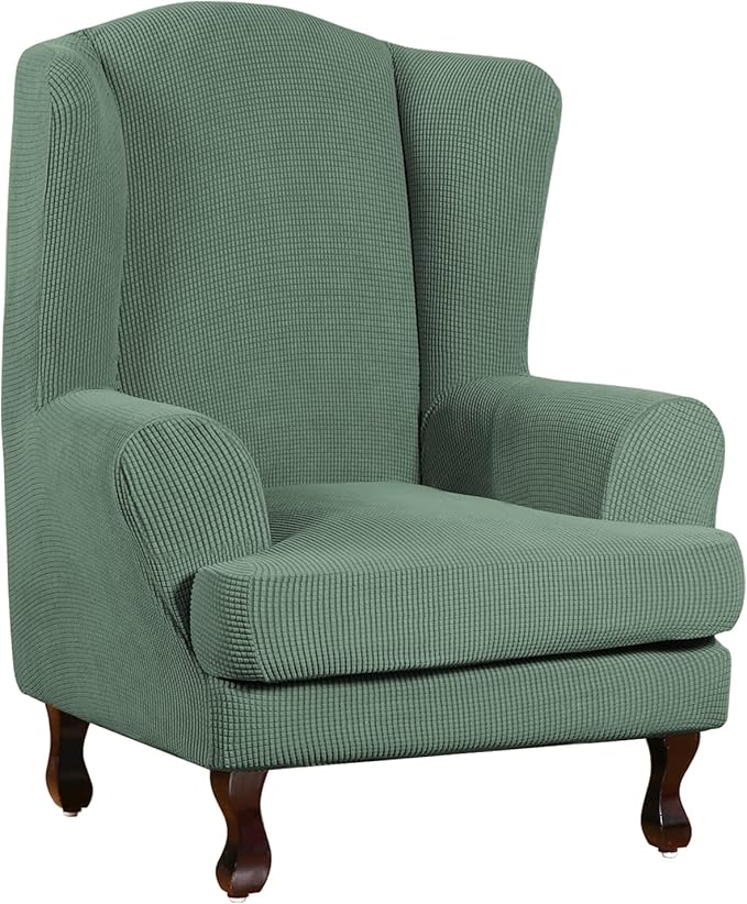 Turquoize Wingback Chair Covers 2 Piece Wing Chair Slipcover Stretch Slipcovers