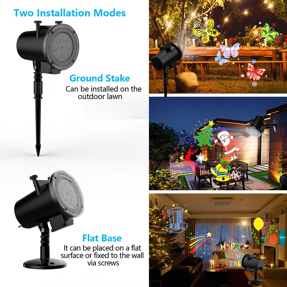 4th of July Outdoor Projector Lights,Syslux Halloween Christmas Projector Lights 16 HD Slides LED Waterproof Light Indoor Lights with Remote Control for Party Garden Halloween Xmas Landscape Decor