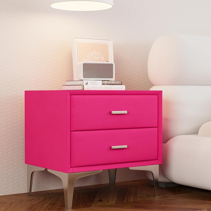 VEELIKE Hot Pink Velvet Fabric Wallpaper Peel and Stick Soft Felt Drawer Liners