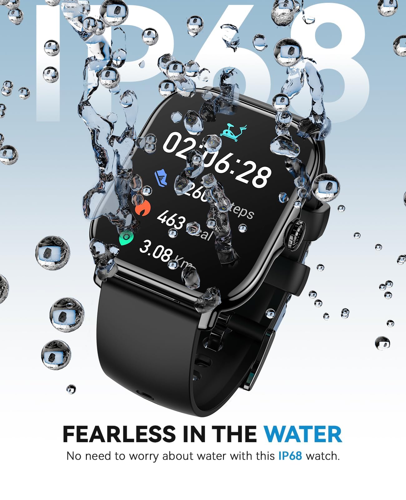 Smart Watch for Women Men- Answer/Make Call, 2025 IP68 Waterproof Fitness Step Tracker Watch with Sleep Monitor/Activity Counter/110+ Sport Mode, Smartwatch for Andriod iPhone iOS Samsung Compatible