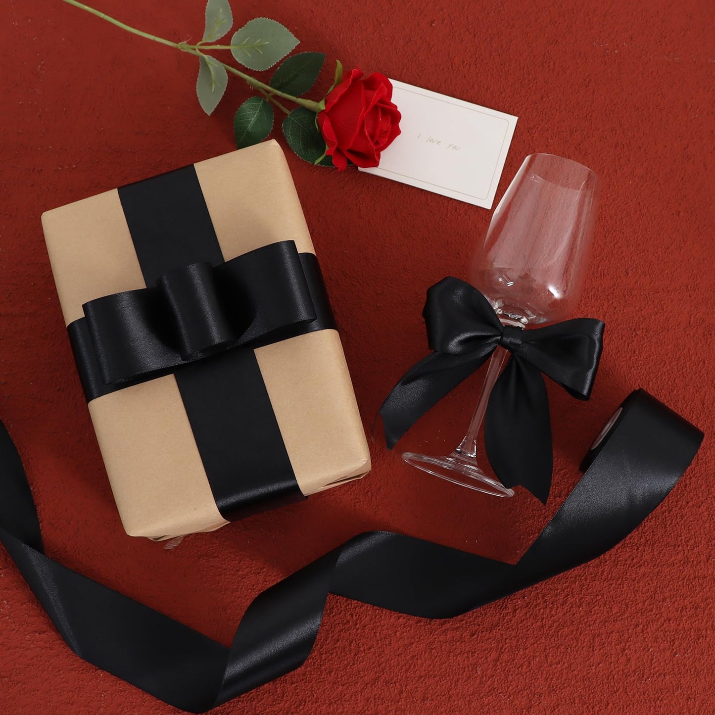 TONIFUL 1-1/2 Inch (40mm) x 100 Yards Black Wide Satin Ribbon Solid Fabric Ribbon for Gift Wrapping Chair Sash Valentine's Day Wedding Birthday Party Decoration Halloween Craft Sewing