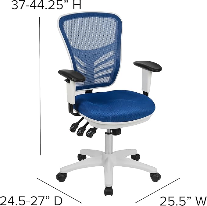 Flash Furniture Nicholas Mid-Back Blue Mesh Multifunction Executive Swivel