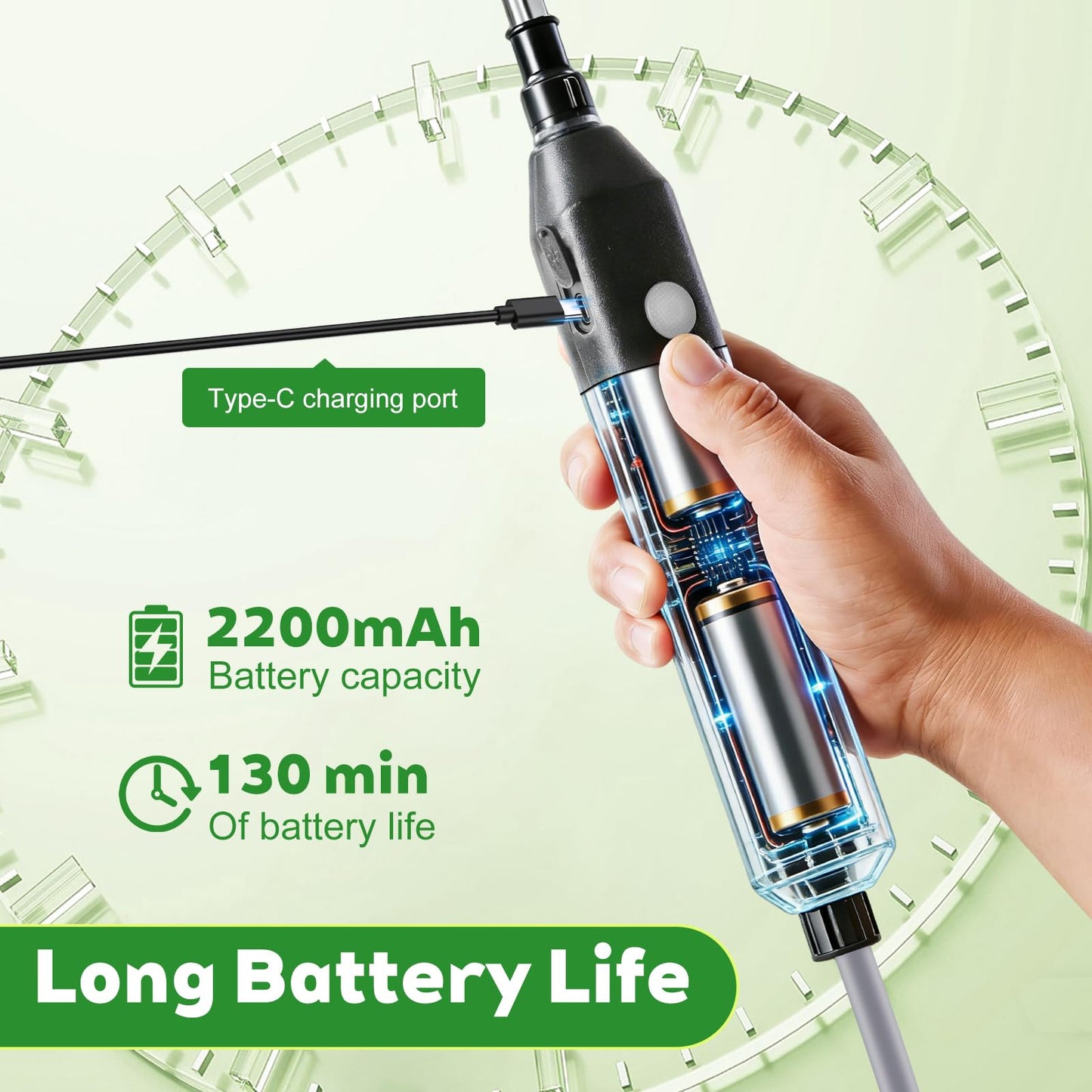 Electric High Reach Plant Waterer - Type C Wireless Hanging Plant Waterer, Battery Powered Sprayer Wand with Stainless Steel Telescopic (25.6"-34"), Indoor Watering Devices