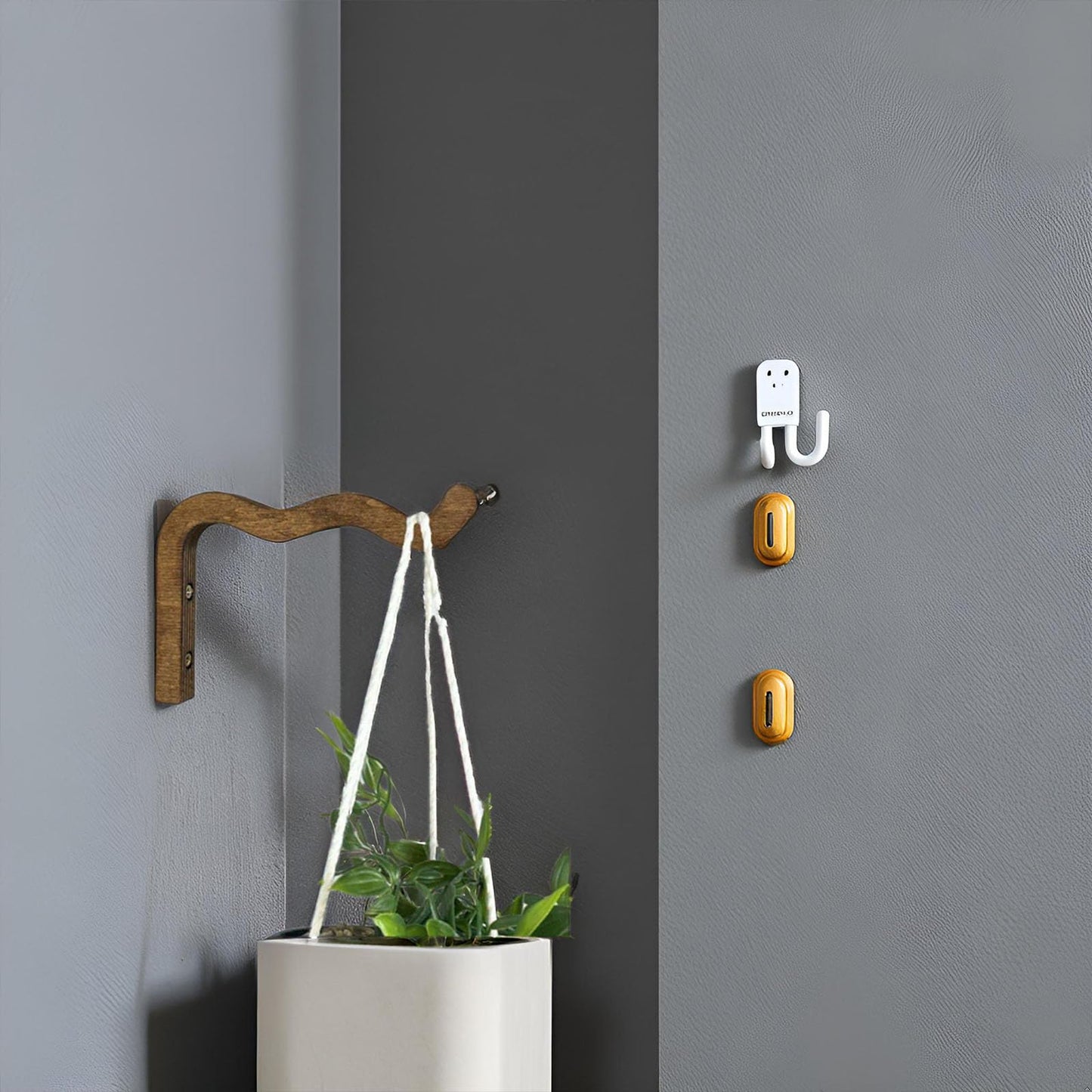 Tritaraesa Wooden Wall Planters, Hanging Plant Hooks for Indoors, Wave-Shaped Wooden Hanging Baskets for Wall Plant Hooks Heavy Duty for Flower Pots Wind Chimes and Bird Feeders (Walnut,2 Pack)