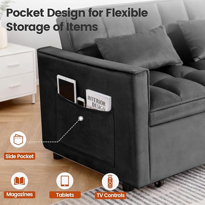 3 in 1 Sofa Bed, Loveseat Sleeper Sofa Bed