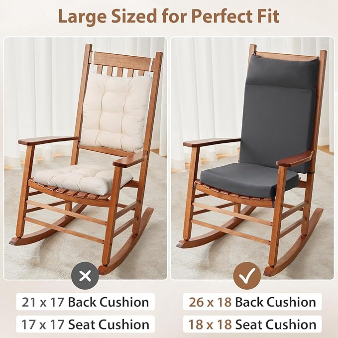 Waterproof Rocking Chair Cushions Outdoor & Indoor, Wooden Rocking Chair Pads