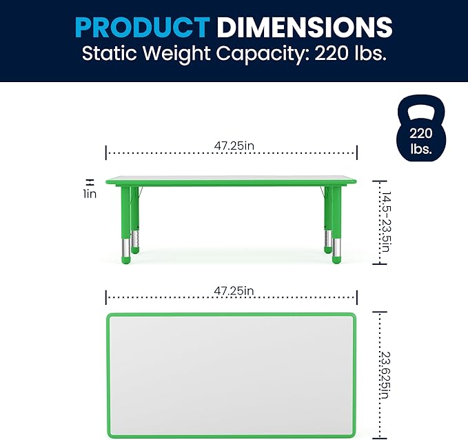 Flash Furniture Wren 23.625''W x 47.25''L Rectangular Green Plastic Height