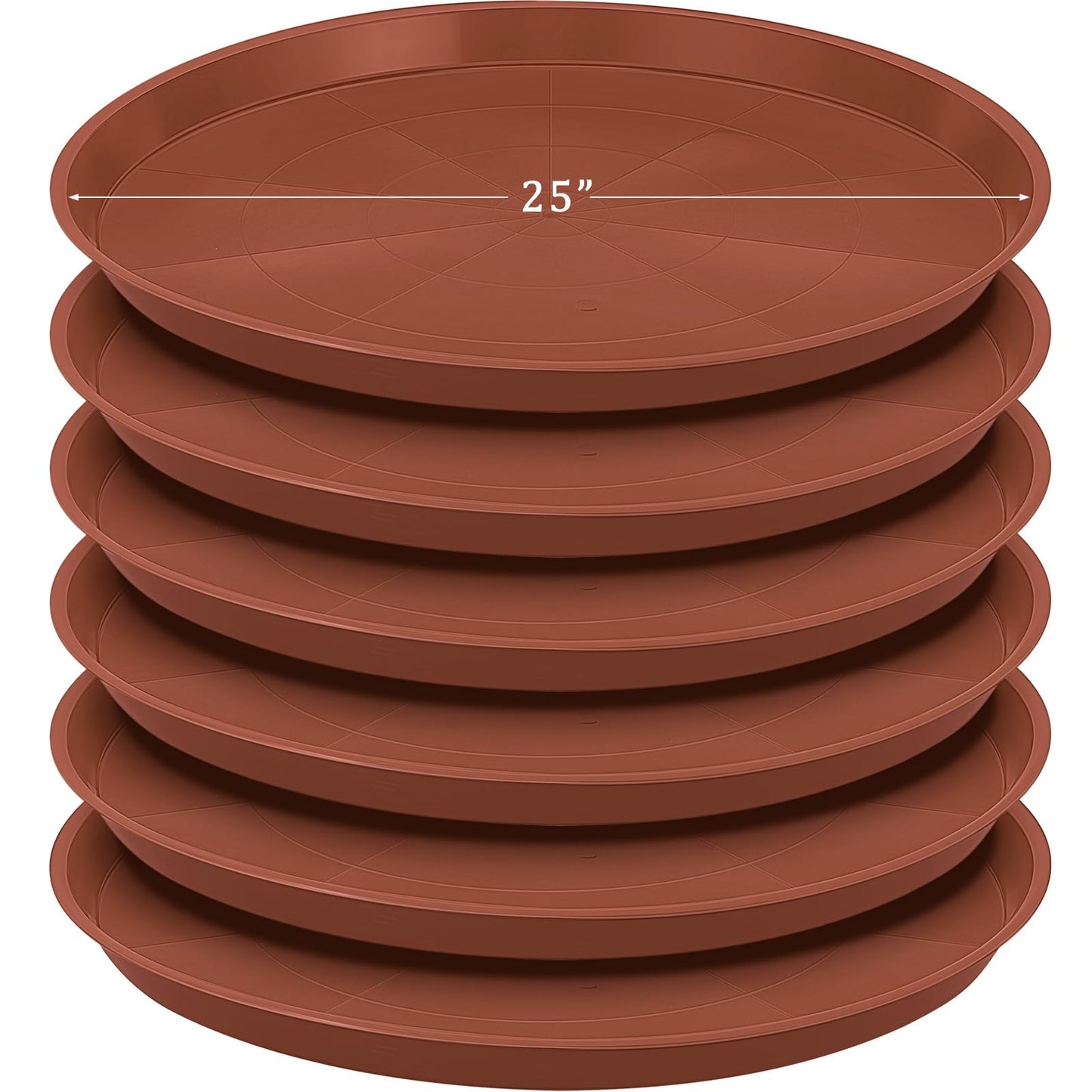Eccliy 6 Pack Plastic Plant Saucer Heavy Duty Planter Saucers Large Plant Pot Saucers Plastic Water Trays for Indoors and Outdoors Flower Plant Plant Drip (Terracotta,25 Inch)