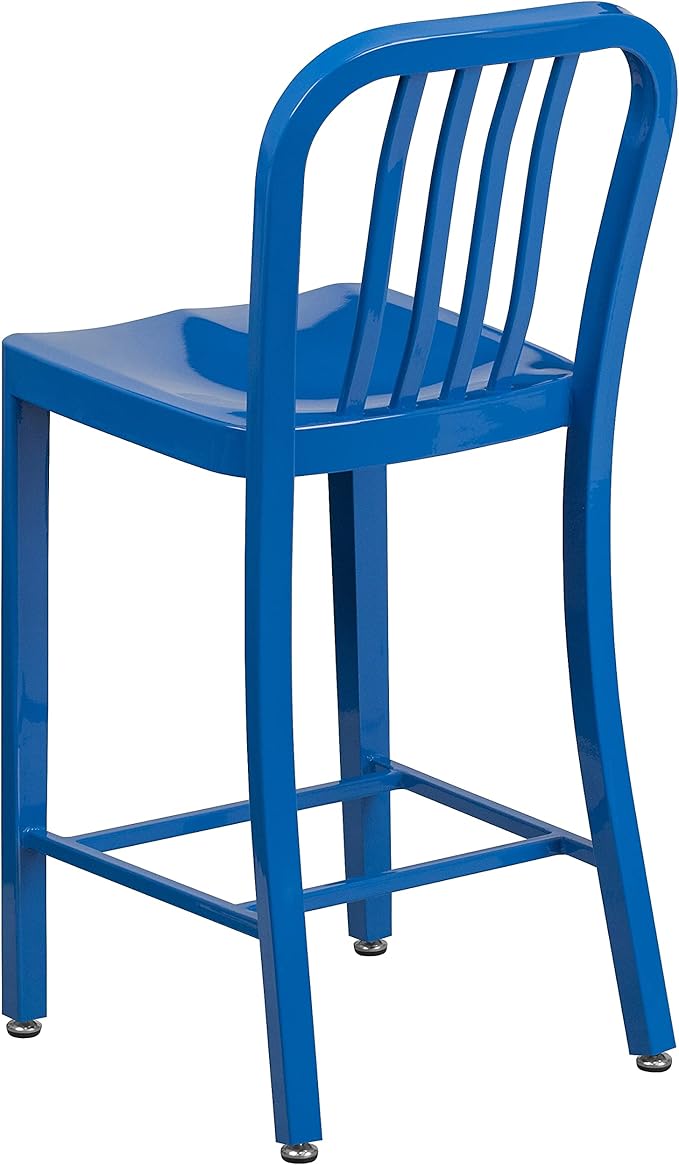 Flash Furniture Commercial Grade 24" High Blue Metal Indoor-Outdoor Counter