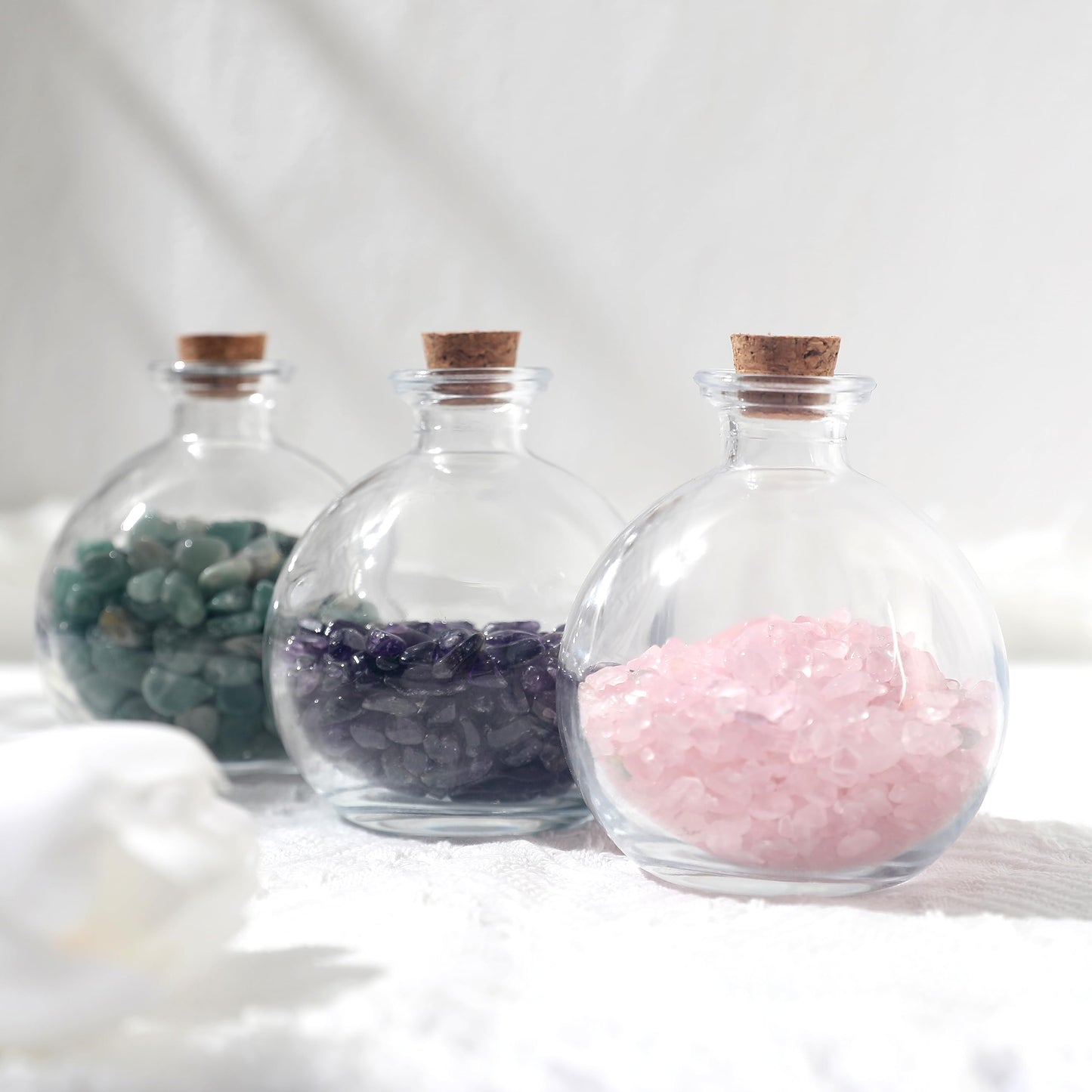 Magic Season Decorative Glass Bottles with Cork Stoppers - 260 ml Potion Bottles (6 Pcs)
