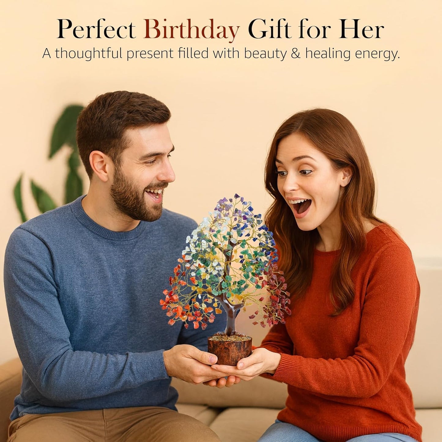 Crocon® The Original 7 Chakra Crystal Tree of Life, Birthday Gifts for Women & Men | Healing Crystals, House Office Decor Tree - Sister, Gifts for Mom, Her House Warming Gift | Women Unique Gift Idea