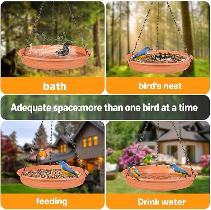 Hanging Bird Bath Hanging Bird-Feeder - CARGEN Garden BirdBath Tray Wildlife Feeder Plate Water Bowl or Water Bowl for Outdoors Garden Patio Decoration