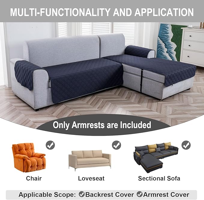 Genina Sofa Armrest Cover, Anti-Slip Armchair Slipcovers