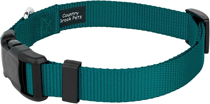 Country Brook Petz - Everyday Nylon Dog Collar and Leash - 10+ Cool Colors (3/8 Inch, 3XS, Teal)