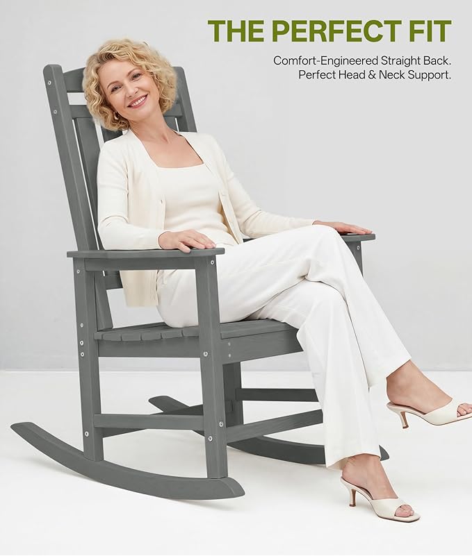Outdoor Adirondack Rocking Chairs All-Weather HDPE Patio Rocker Chair