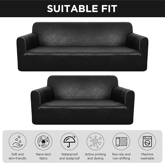 Peryiter 2 Pcs Sofa Covers Couch and Loveseat Covers Set Stretch Sofa Slipcover