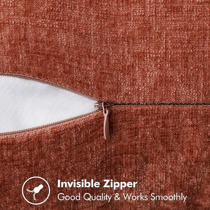 MIULEE Pack of 2 Fall Couch Throw Pillow Covers 20x20 Inch Burnt Orange Farmhouse Decorative Pillow Covers with Stitched Edge Soft Chenille Solid Dyed Pillow Covers for Sofa Bed Living Room