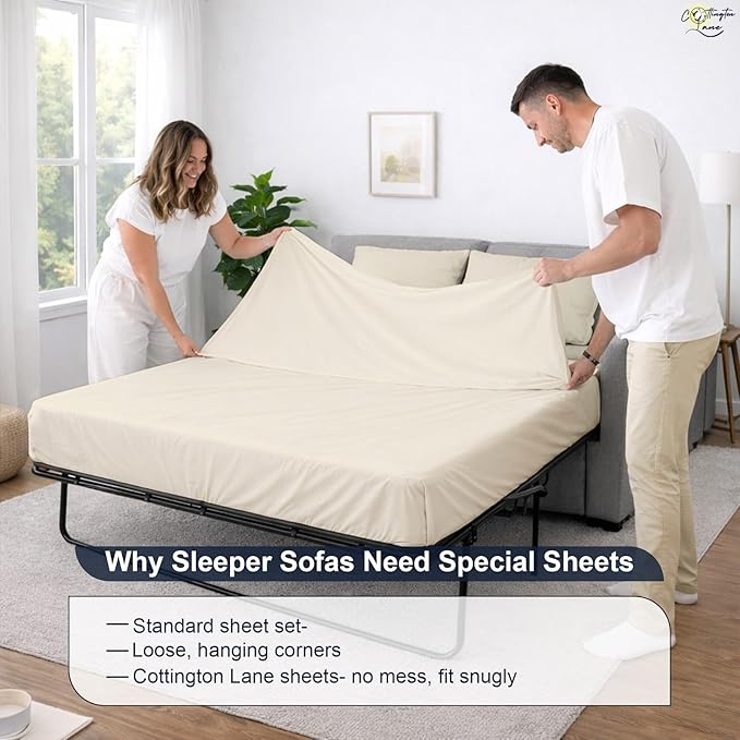 Cottington Lane Sleeper Sofa Sheets Full Size, 4 Piece Premium Quality 100%