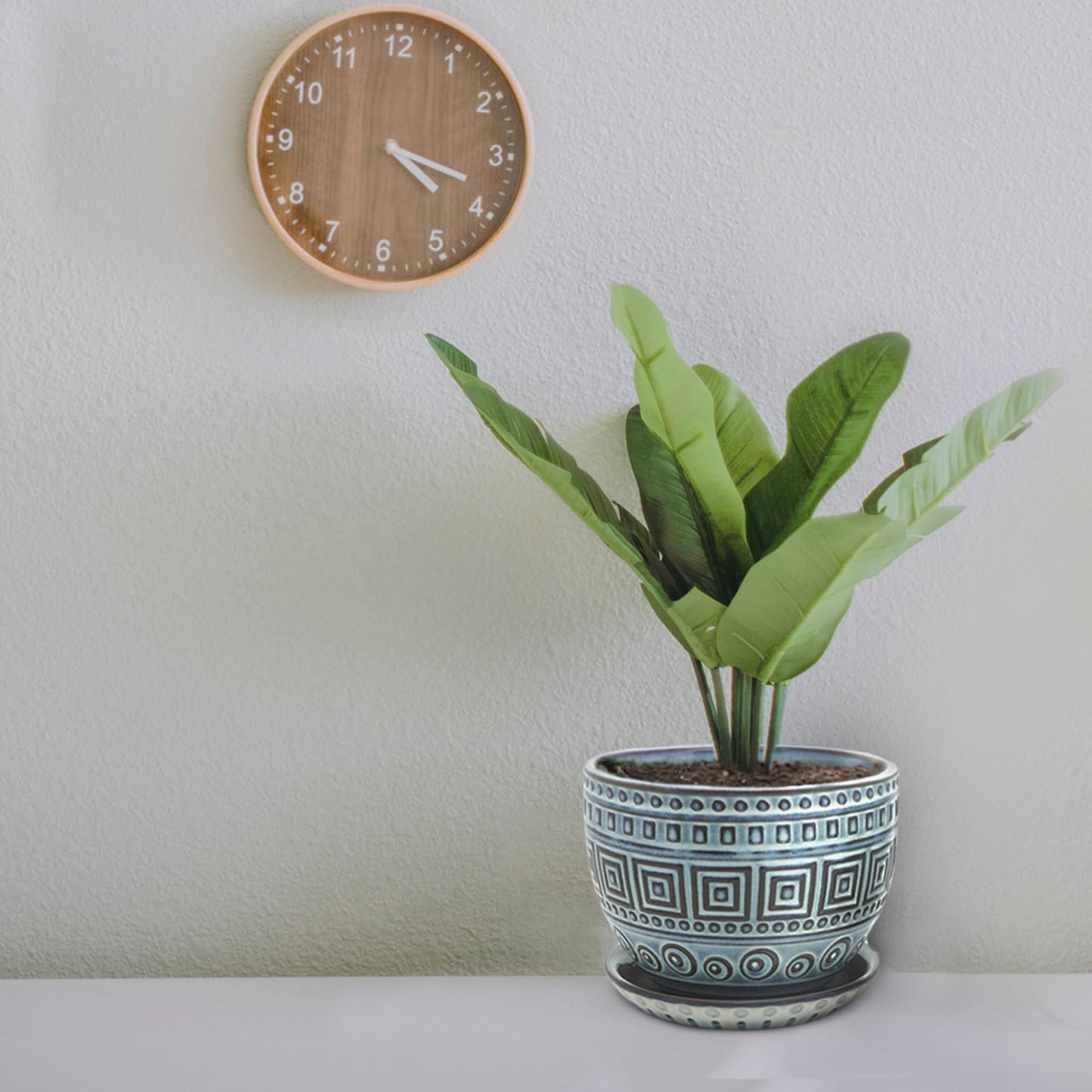 CHAMARKS Ceramic Plant Pots. Flower Pots for Plants. Planter Pots with Drainage Holes and Saucers for Indoor Plants. 5.5 inches Wide, 4.3 inches Deep. Set of 2.