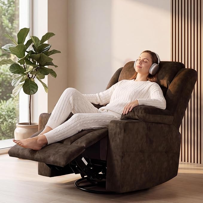 LEVELEVE Retro Rocking Recliner Chair, Massage Rocker Recliner Chair