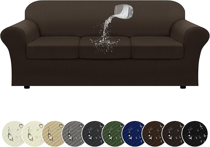 100% WaterproofCouch Cover 4-Piece Set Striped Sofa Slipcovers