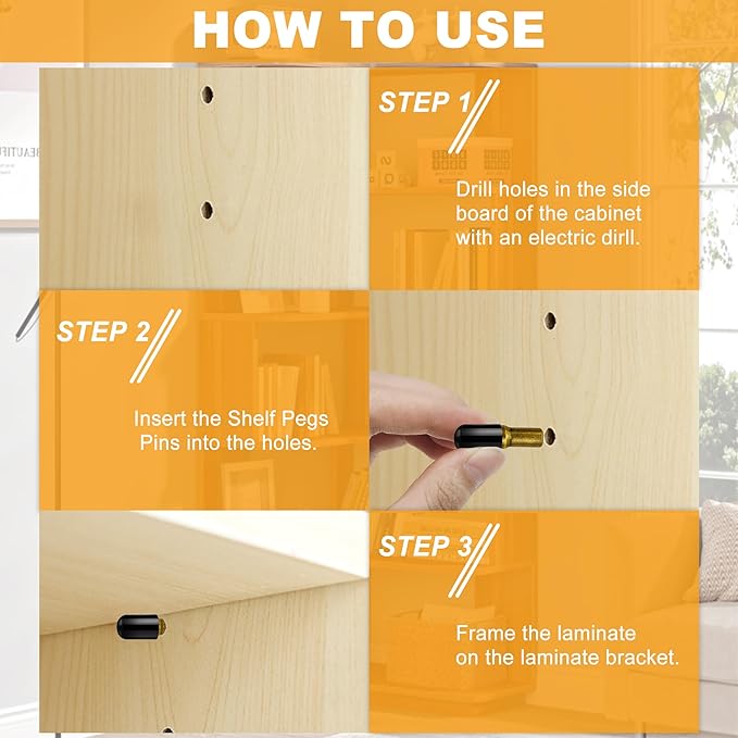 58 Pcs Shelf Pegs Pins, 5mm 1/4 Inch Dual Diameter Metal Shelf Support Pegs