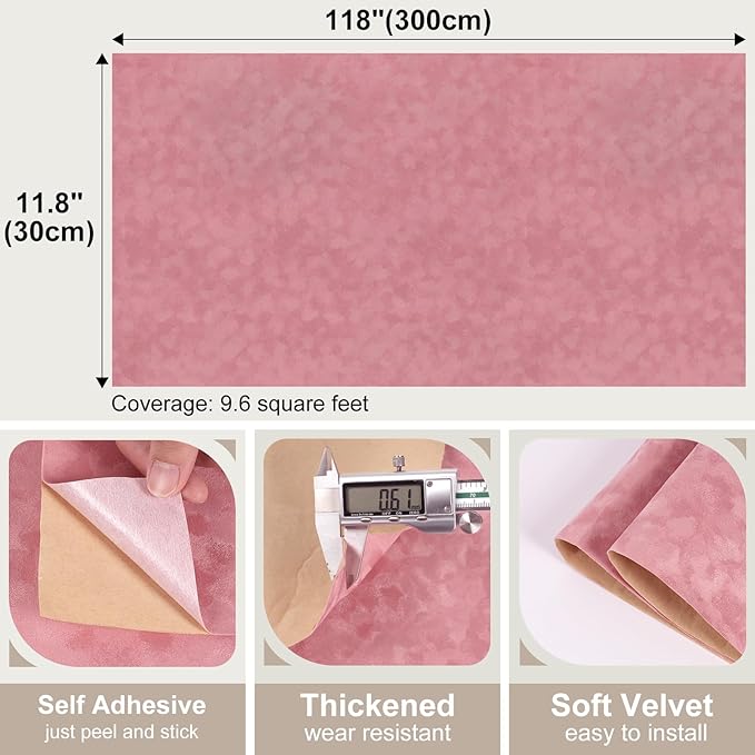 Coral Pink Velvet Drawer Liner Contact Paper