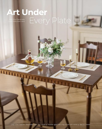Leetaltree Beige White Placemats Set of 24 - Heat Resistant Non-Slip Place mats for Dining Table, Washable Durable PVC Vinyl Woven Table Mats(Beige White, 24)