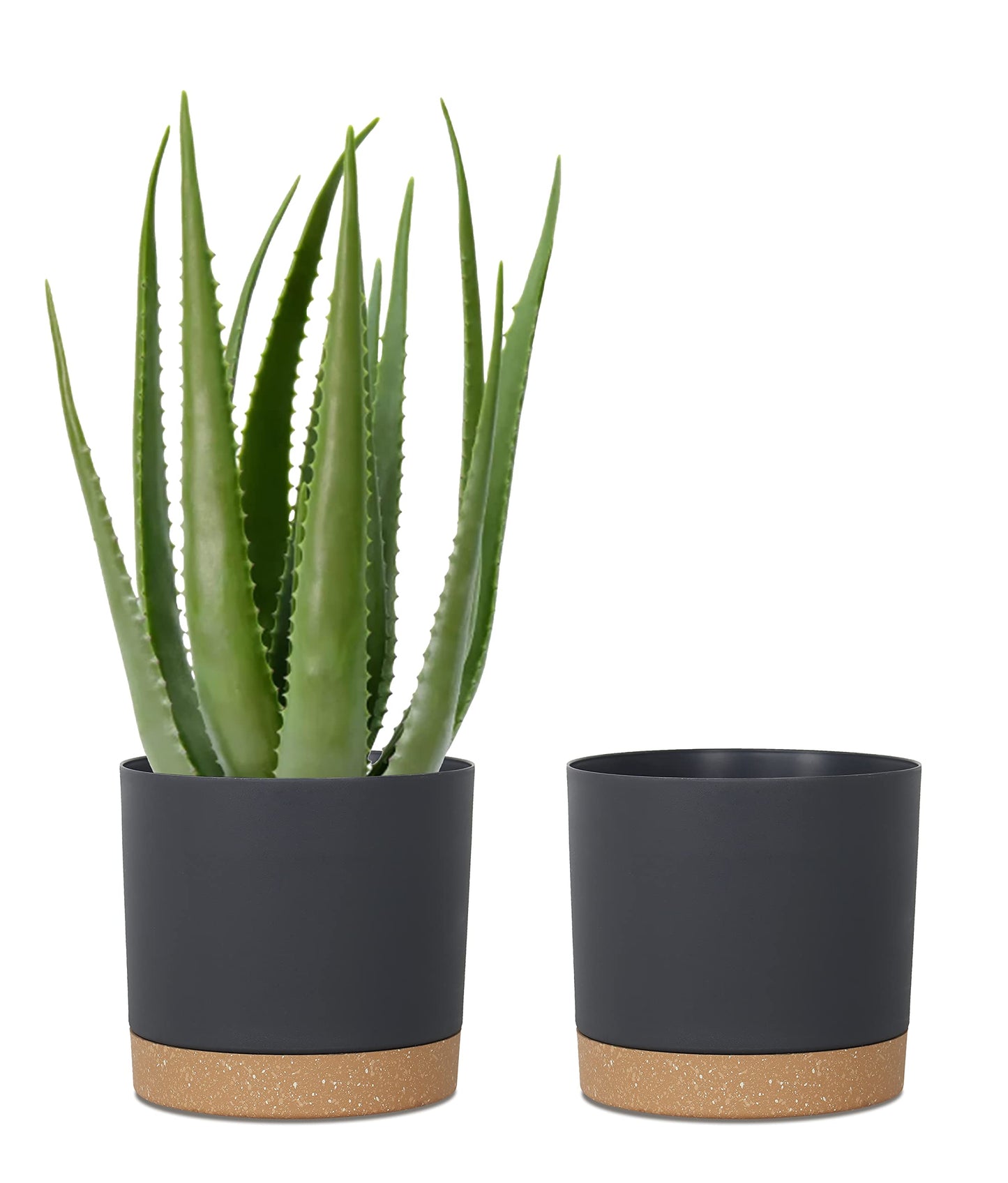 kubvici Plant Pots for Indoor Plants, 2 Pack 10 Inch Plant Pot Plastic Flower Pots Planters with Drainage Saucer for Indoor Outdoor Garden Home (10" Black)