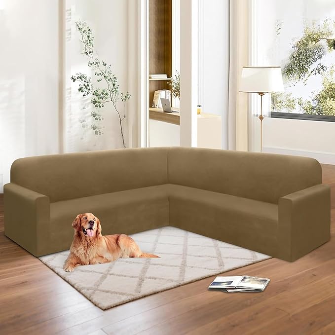 HDCAXKJ Corner Sectional Couch Covers Velvet Stretch L Shape Sofa Cover Soft