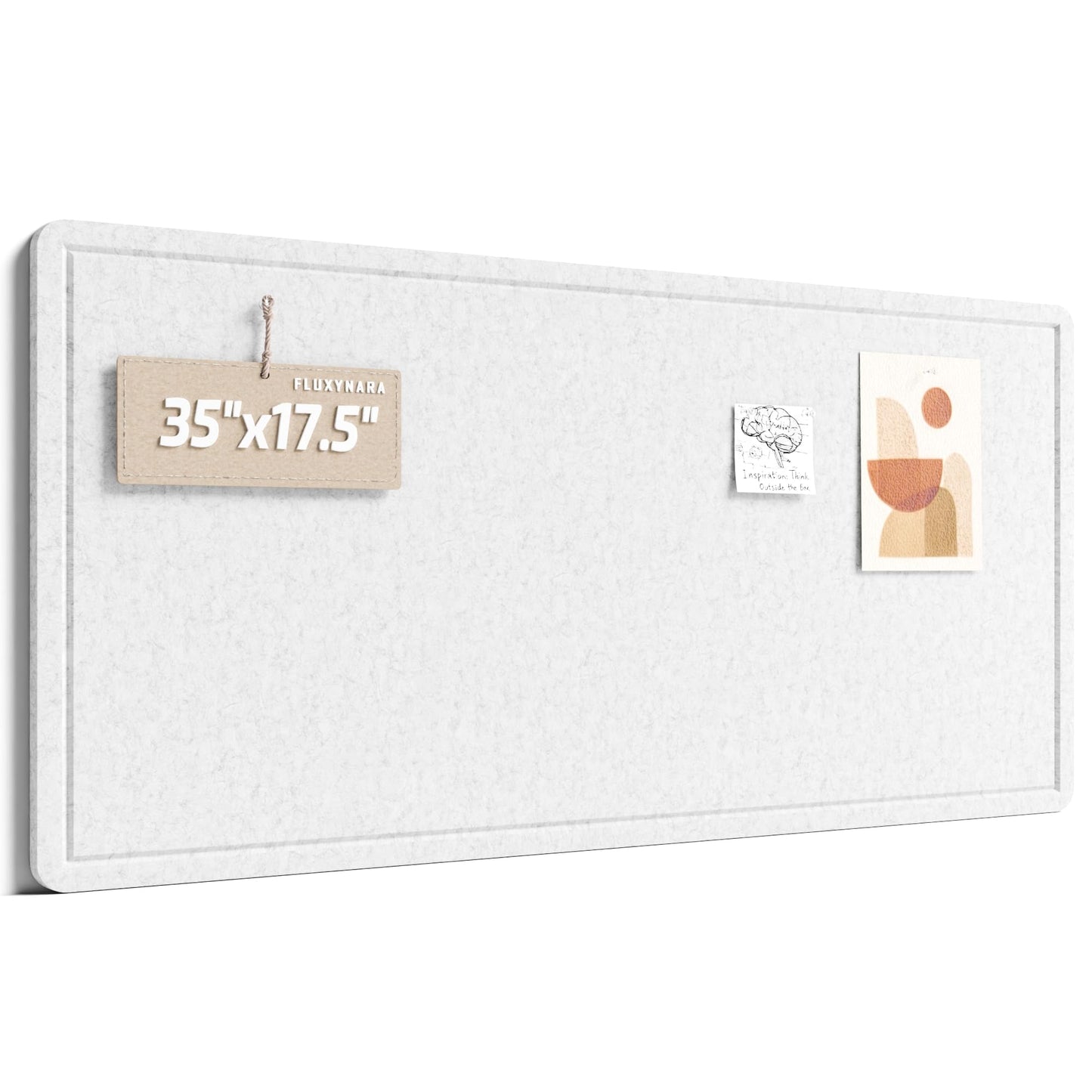 Fluxynara Bulletin Board, 35" x 17.5" Cork Board Alternative with 12 Safe Removable Adhesive Tabs, Foldable Felt Pin Board for Home Office, Classroom, Bedroom,Entryway for Walls—Light Gray