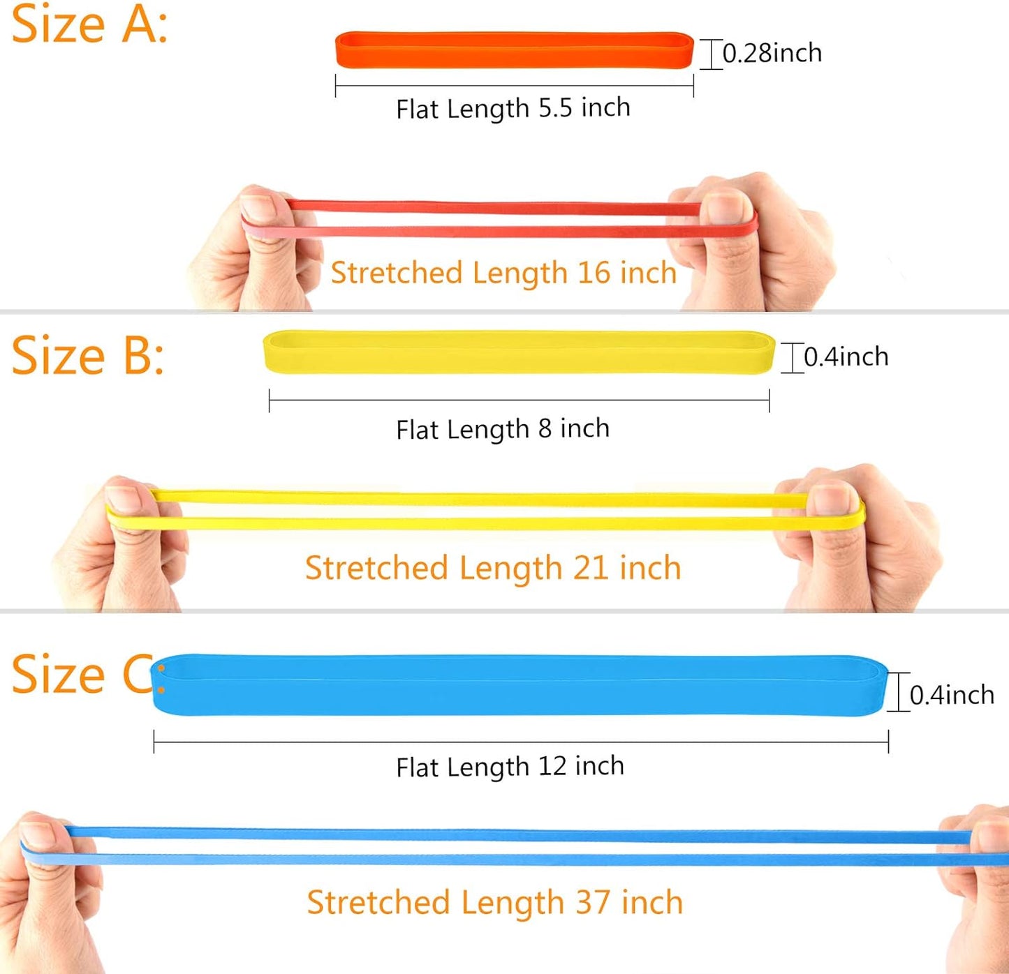 Coopay 36 Pieces Silicone Rubber Bands Colorful Elastic Rubber Wrapping Bands for Books, Art, Exercise, Crab Traps, Cooking, Wrapping, Heat, Cold, UV, Chemical Resistant (12, 8, 5.5 Inches)
