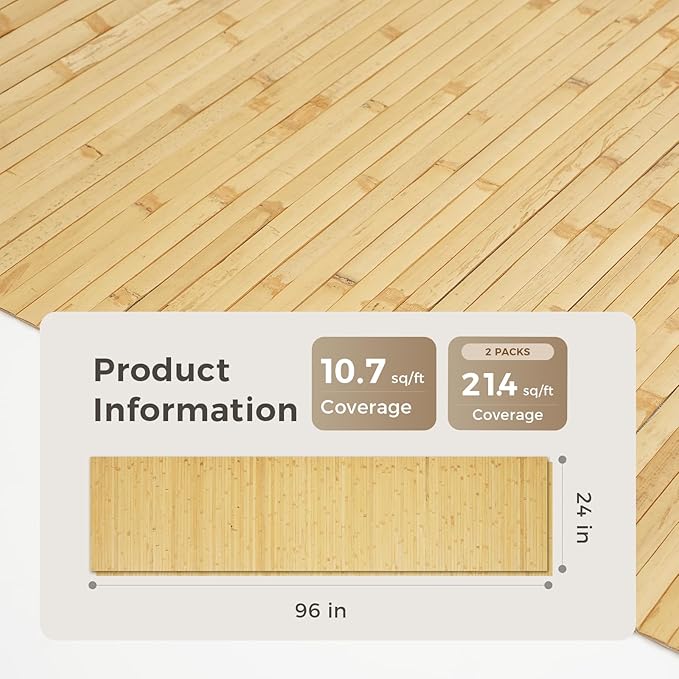 OUZUGIE 2 Pack 96x24 Inch Natural Bamboo Wall Panel – Natural Pole Wrap Paneling