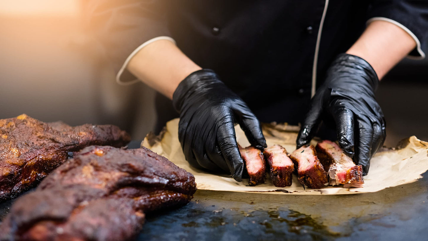 Nechtik BBQ Gloves - Disposable with 4 Cotton Liners and 100 Black Nitrile Gloves - Machine Washable, Powder Free, Latex Free