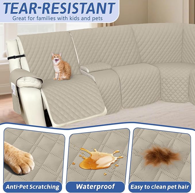 Arfntevss Recliner Sectional Couch Covers 1OO% Waterproof L Shape Sofa Cover
