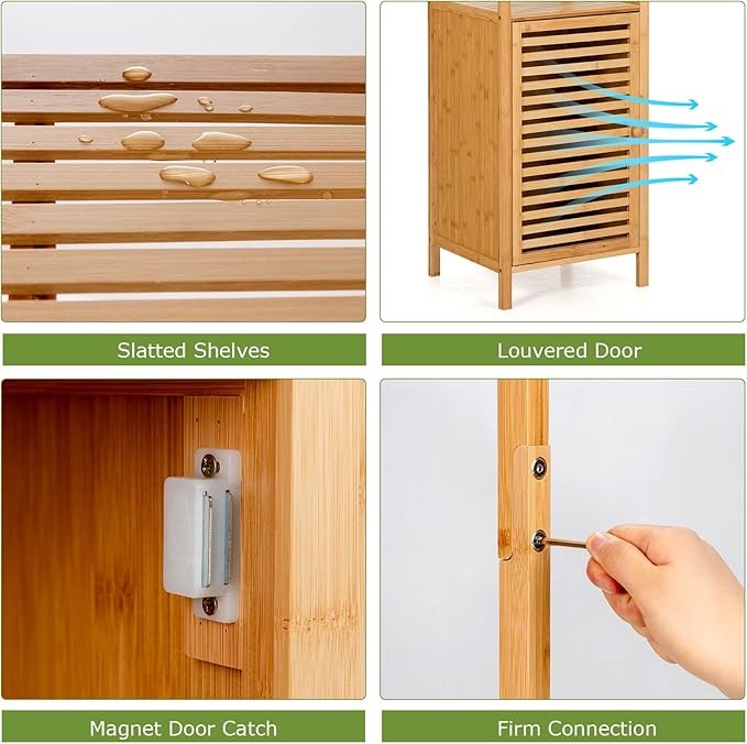 Tangkula Bathroom Cabinet, 65 Inch Tall Slim Bathroom Storage Cabinet